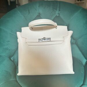 REAL cowhide cream ivory Togo leather bag